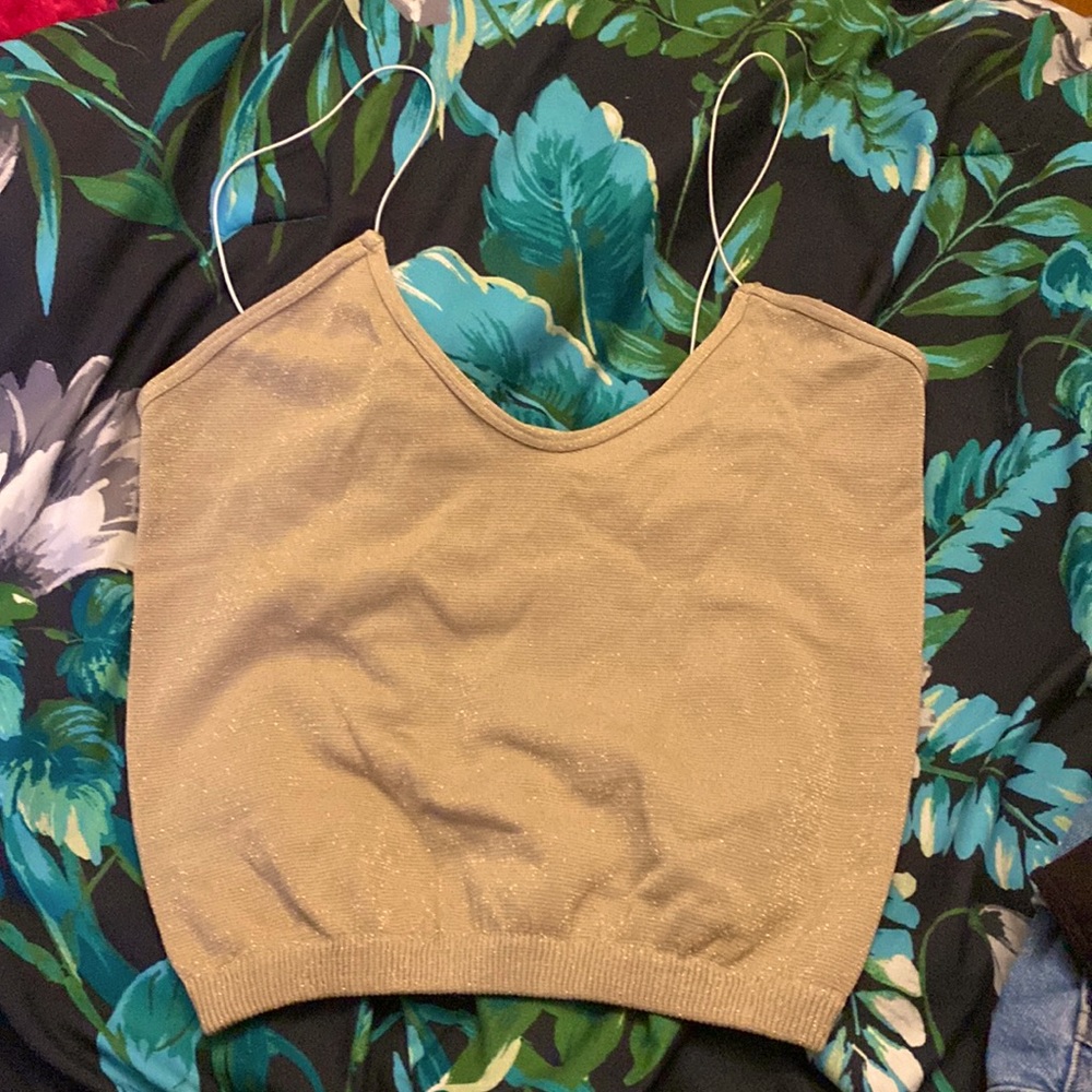 FREE PEOPLE string tank top size M/L gold glimmer